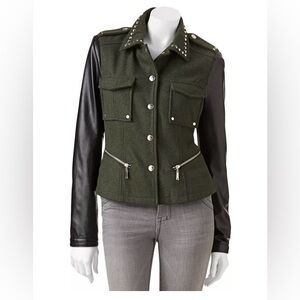 Faux leather studded moto jacket